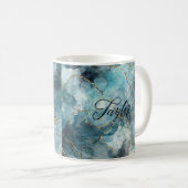 Blue Gold Personalisiert Name Tasse (VorderseiteRechts)