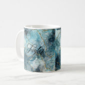 Blue Gold Personalisiert Name Tasse (Vorderseite Links)