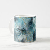 Blue Gold Personalisiert Name Tasse (Vorderseite Links)