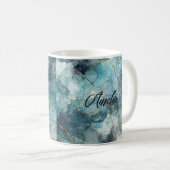 Blue Gold Personalisiert Name Tasse (VorderseiteRechts)