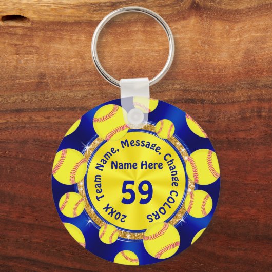 Blue Gold Personalisiert Softball Geschenkgutschei Schlüsselanhänger (Vorderseite)