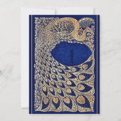 Blue Gold Pfau Jugendstil Hochzeit Tischnummer (Rückseite)