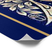 Blue Gold Pfau Jugendstil Hochzeit Willkommen Poster (Ecke)