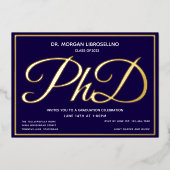 Blue Gold PhD-Abschluss Folieneinladung (Vorderseite)