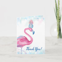 Blue Gold Pink Flamingo Ananas Vielen Dank Karten