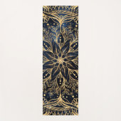 Blue Gold Poinsettia Blume Mandala Yogamatte (Vorderseite)