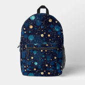 Blue & Gold Polka-Dot Bedruckter Rucksack (Vorderseite)