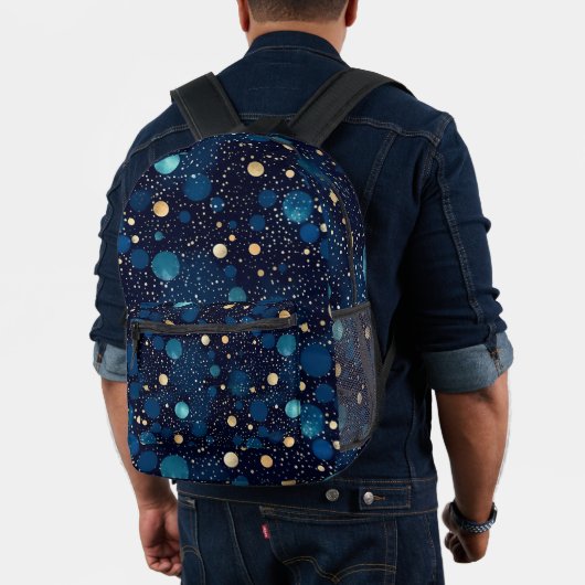 Blue & Gold Polka-Dot Bedruckter Rucksack (Insitu (Modell))