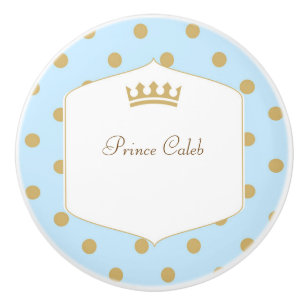 Blue & Gold Polka Dots Prince Crown Dresser Keramikknauf