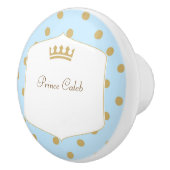 Blue & Gold Polka Dots Prince Crown Dresser Keramikknauf (Rechts)