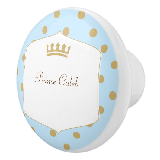 Blue & Gold Polka Dots Prince Crown Dresser Keramikknauf (Rechts)