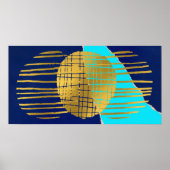 Blue Gold Poster Abstrakt Modern Collage (Vorne)
