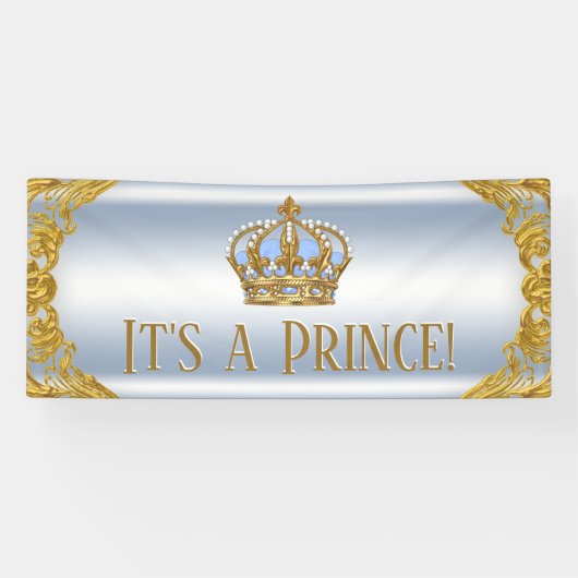 Blue Gold Prince Baby Duschbanner Banner (Horizontal)