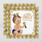 Blue Gold Prince Baby Dusche Einladung (Vorne/Hinten)