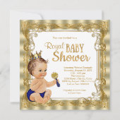 Blue Gold Prince Baby Dusche Einladung (Rückseite)