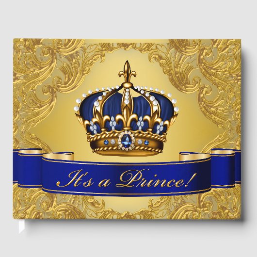 Blue Gold Prince Baby Showbucher Gästebuch (Vorderseite)