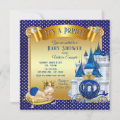 Blue Gold Prince Baby Shower Einladungen (Vorderseite)