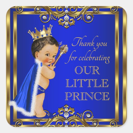 Blue Gold Prince Baby Shower Stickers (Vorderseite)
