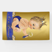 Blue Gold Prince Boy Baby Dusche Banner (Horizontal)