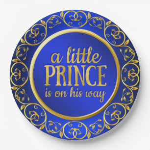Blue Gold Prince Boy Baby Duschpapier Teller