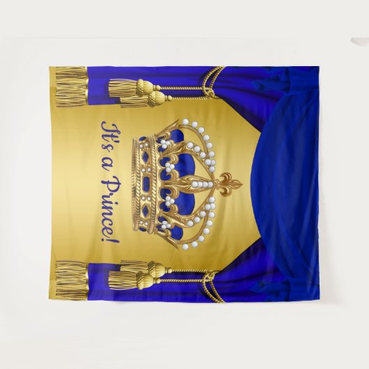 Blue Gold Prince Crown Babydusche Backdrops Wandteppich (Vorderseite (Horizontal))