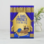 Blue Gold Prince Ethnic Baby Shower Einladungen (Stehend Vorderseite)