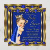 Blue Gold Prince Jewel Baby Dusche Einladung (Vorne/Hinten)
