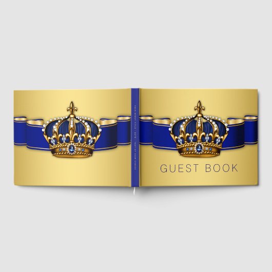 Blue Gold Prince King Crown Gästebuch (Voll)