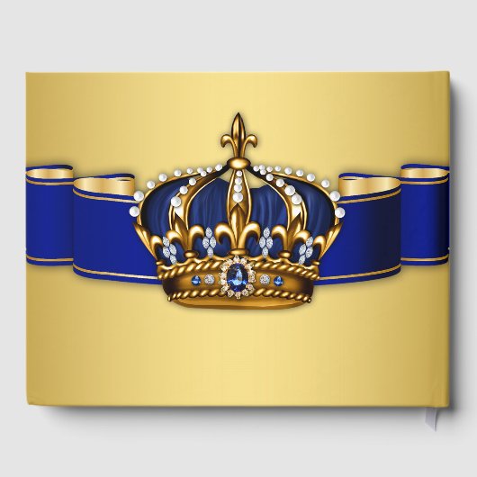 Blue Gold Prince King Crown Gästebuch (Rückseite)
