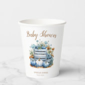 Blue Gold Pumpkin Autumn Baby Showdusche Pappbecher (Vorderseite)