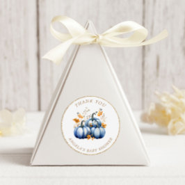 Blue Gold Pumpkin Autumn Baby Showdusche Runder Aufkleber