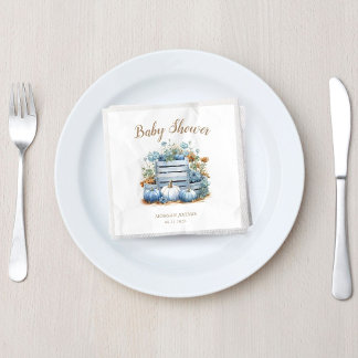 Blue Gold Pumpkin Autumn Baby Showdusche Serviette