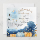 Blue Gold Pumpkin Autumn Baby Shower Einladung (Vorderseite)