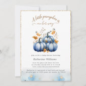 Blue Gold Pumpkin Autumn Baby Shower Einladung (Vorderseite)