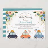 Blue & Gold Pumpkin Drive by Baby Dusche Einladung (Vorne/Hinten)