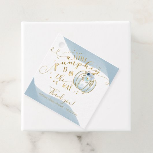 Blue Gold Pumpkin Fall Baby Dusche Vielen Dank Geschenkanhänger (Beispiel)