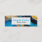 Blue Gold QR Code Social Media Mini Visitenkarte (Vorderseite)