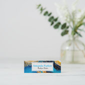 Blue Gold QR Code Social Media Mini Visitenkarte (Stehend Vorderseite)