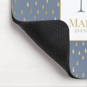 Blue Gold Raindrop Modern Trendy Monogram Mousepad (Ecke)