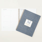 Blue Gold Raindrop Modern Trendy Monogram Planer (Anzeige)
