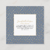 Blue Gold Raindrop Modern Trendy Monogram Quadratische Visitenkarte (Rückseite)