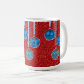 Blue Gold Red Glitzer Frohe Weihnachtsbaumbläschen Kaffeetasse (VorderseiteRechts)