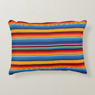 Blue Gold Red Mexican Sarape Dekokissen
