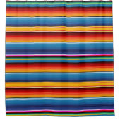 Blue Gold Red Mexican Sarape Duschvorhang (Vorderseite)