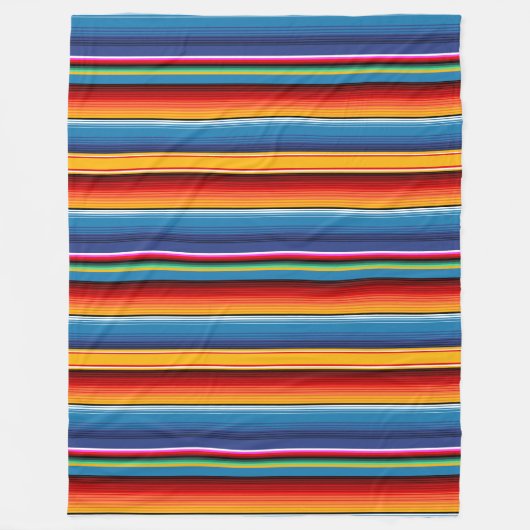 Blue Gold Red Mexican Sarape Fleecedecke (Vorderseite)