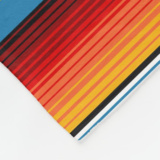 Blue Gold Red Mexican Sarape Fleecedecke (Ecke)
