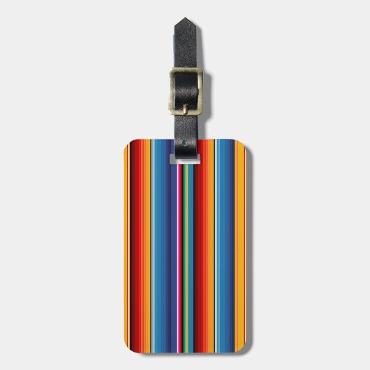 Blue Gold Red Mexican Sarape Gepäckanhänger (Vorderseite vertikal)