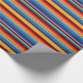 Blue Gold Red Mexican Sarape Geschenkpapier (Ecke)