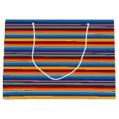 Blue Gold Red Mexican Sarape Große Geschenktüte (Vorderseite)