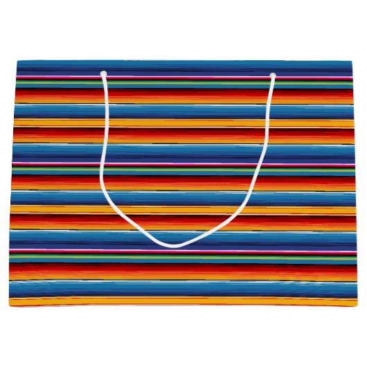 Blue Gold Red Mexican Sarape Große Geschenktüte (Vorderseite)